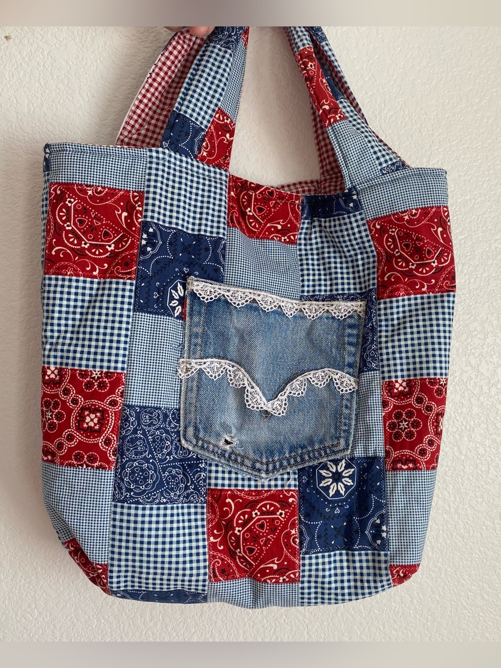 Handmade patchwork tote bag - Picture 4 of 10